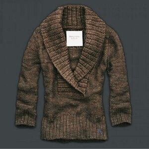 Abercrombie & Fitch Chunky Knit Shawl Collar Sweater, EUC